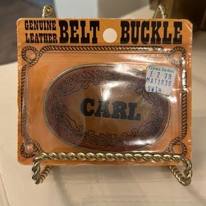 VINTAGE genuine, leather belt buckle